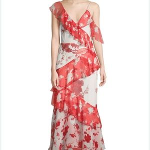 Alice + Olivia Olympia Asymmetric Ruffle Maxi Dress Size 10